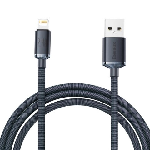 USB kabelis USB - iPhone 8pin (Lightning) 2.4A 12W greito krovimo (QC3.0) 2m pintas juodas (black) Baseus CAJY000101 